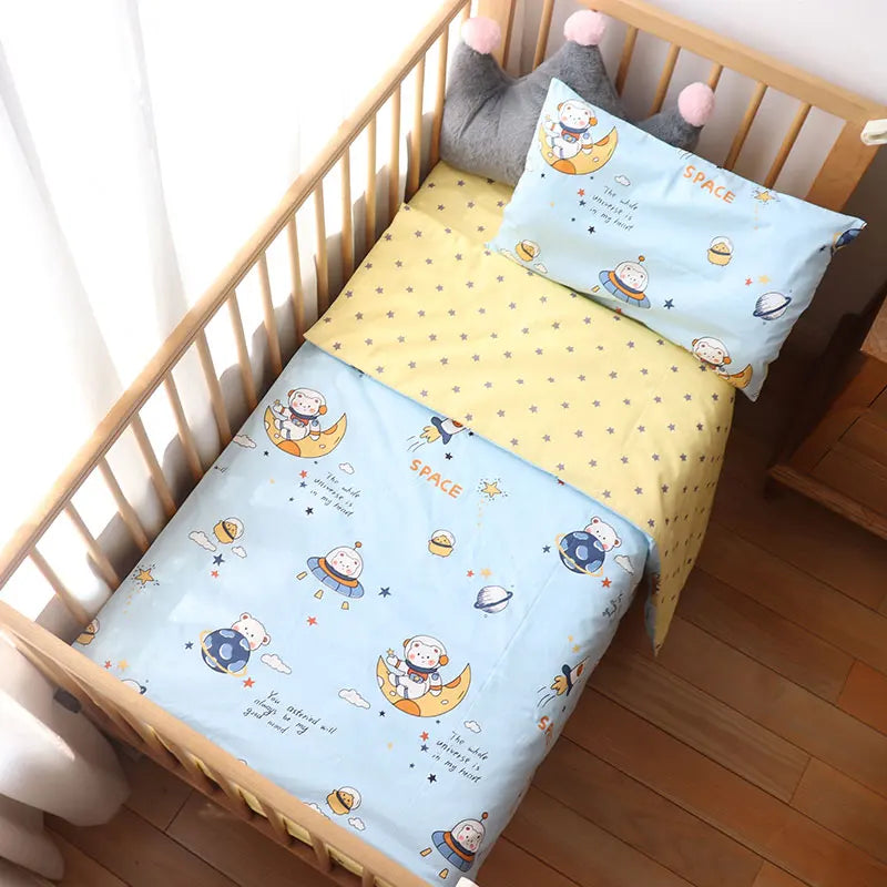 3 Pcs Baby Crib Bedding Set Cotton Bed Linens Boy Girl Cot kit Include Pillowcase Sheet Duvet Cover Children Room Decoration